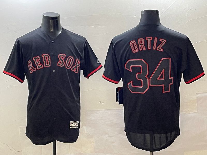 Men Boston Red Sox #34 Ortiz Black Fashion Elite 2025 Nike MLB Jersey style 1->boston red sox->MLB Jersey